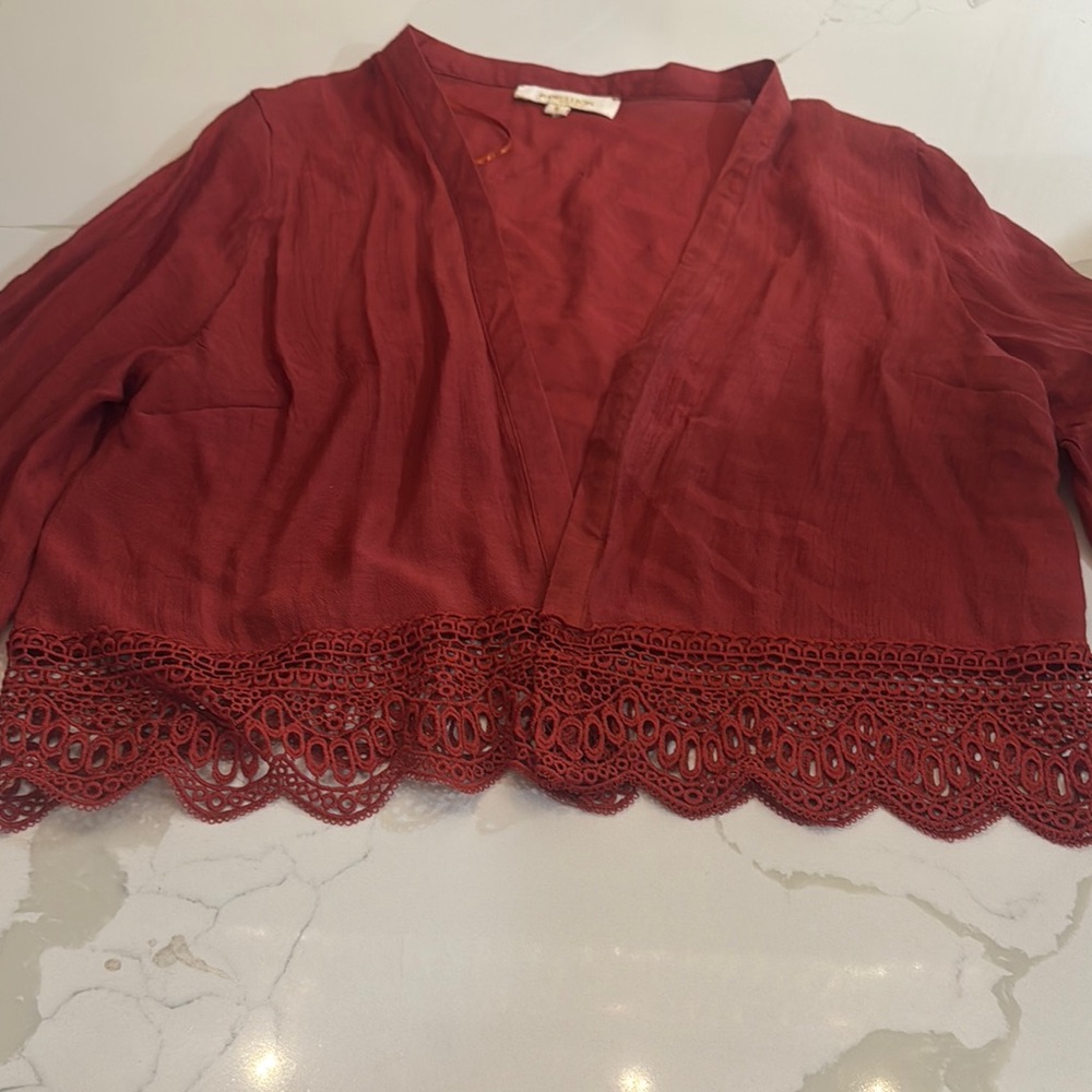 Red Open-Front Cardigan - Picture 4 of 7